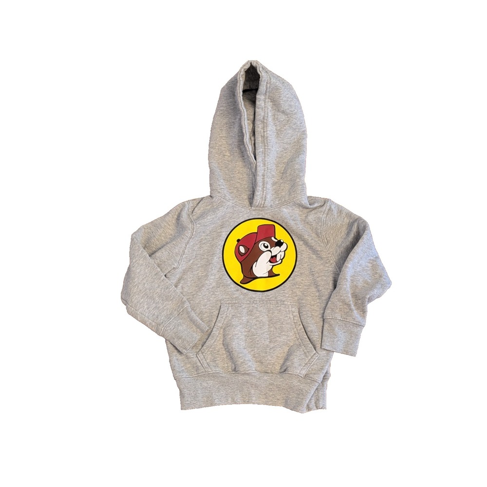 Buc-ee's Hoodie Unisex Youth XS Light Gray Beaver Pullover Sweatshirt Beaver